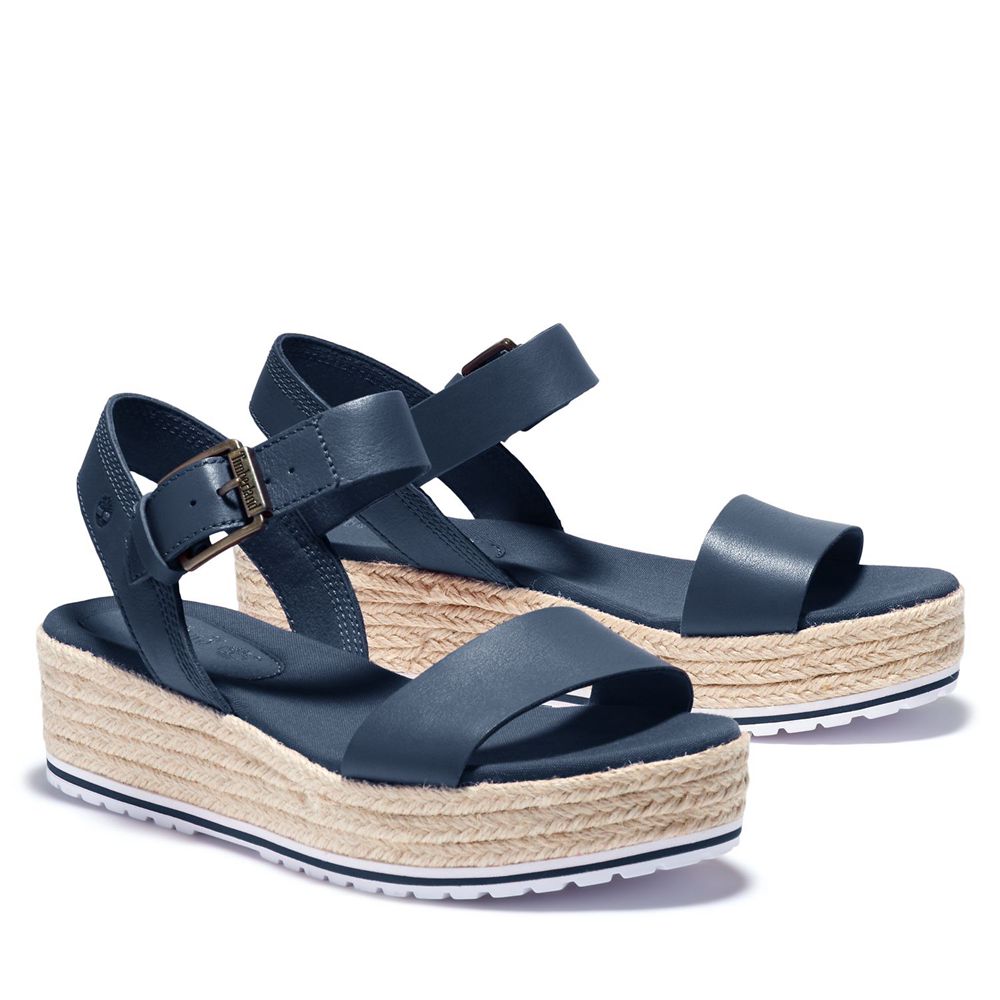 Timberland Womens Sandals Santorini Sun Ankle Strap - Navy - India OQ9356241